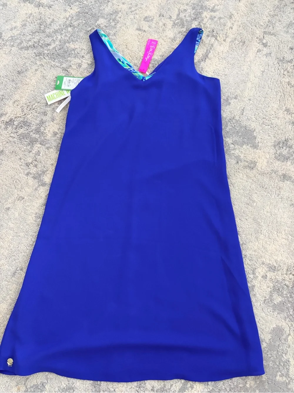 Lilly Pulitzer NWT  reversible  Tropical V-Neck Midi Dress with Lime & Aqua
